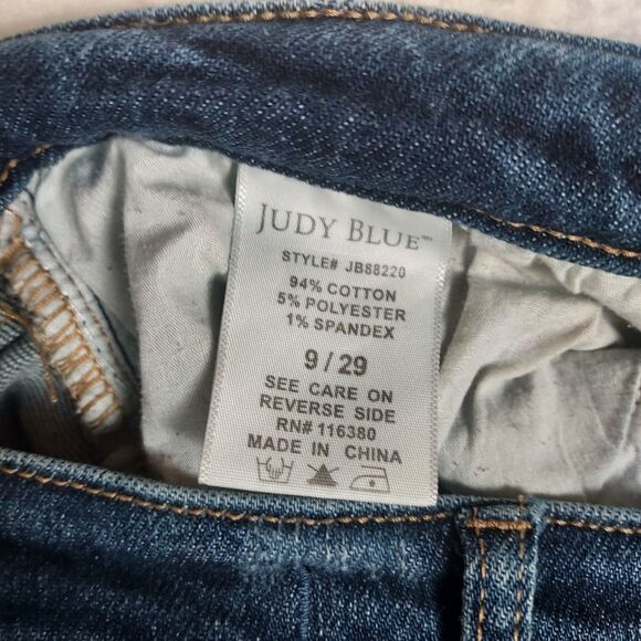 Judy Blue Distressed Jeans Women’s Size 9/29 Blue Denim Stretch Ripped Pants - Picture 11 of 13